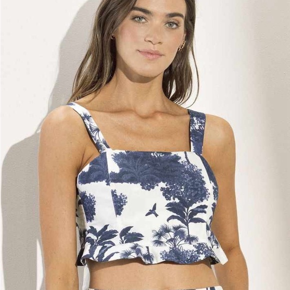 Maaji Tops - Maaji Navy and White Tropical Tank Top